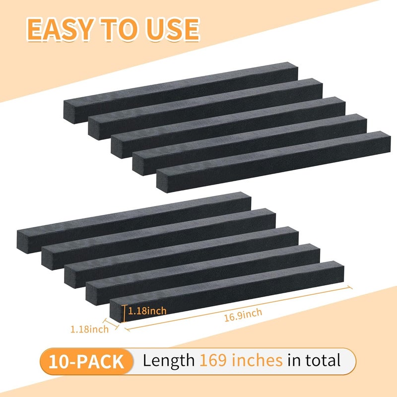 GRETMIX 10 قطع حواجز تحت الأريكة، 17" طول × 1.2" ارتفاع إسفنجية تحت الأثاث مع لاصق قوي، تمنع الأشياء من الدخول تحت الأريكة أو السرير للحيوانات الأليفة والألعاب سهلة التركيب - Image 3